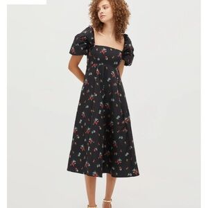 NWT Hill House Matilda Dress Black Ikat Floral